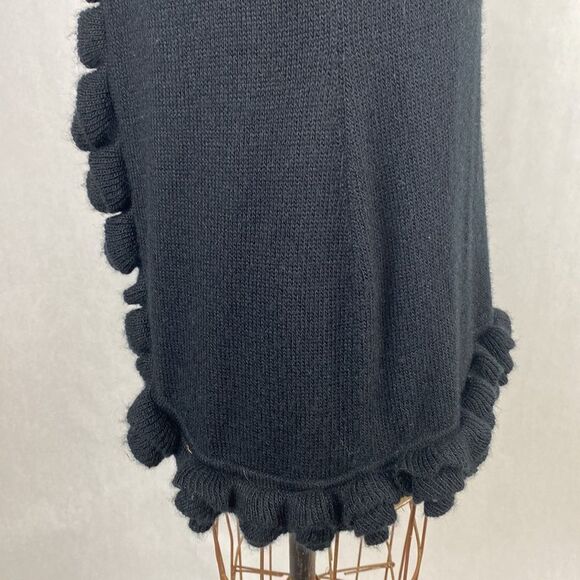 Lael Alpaca Sweater Vest Cardigan Medium Long Ruffle Collar Black Knit - Picture 12 of 16